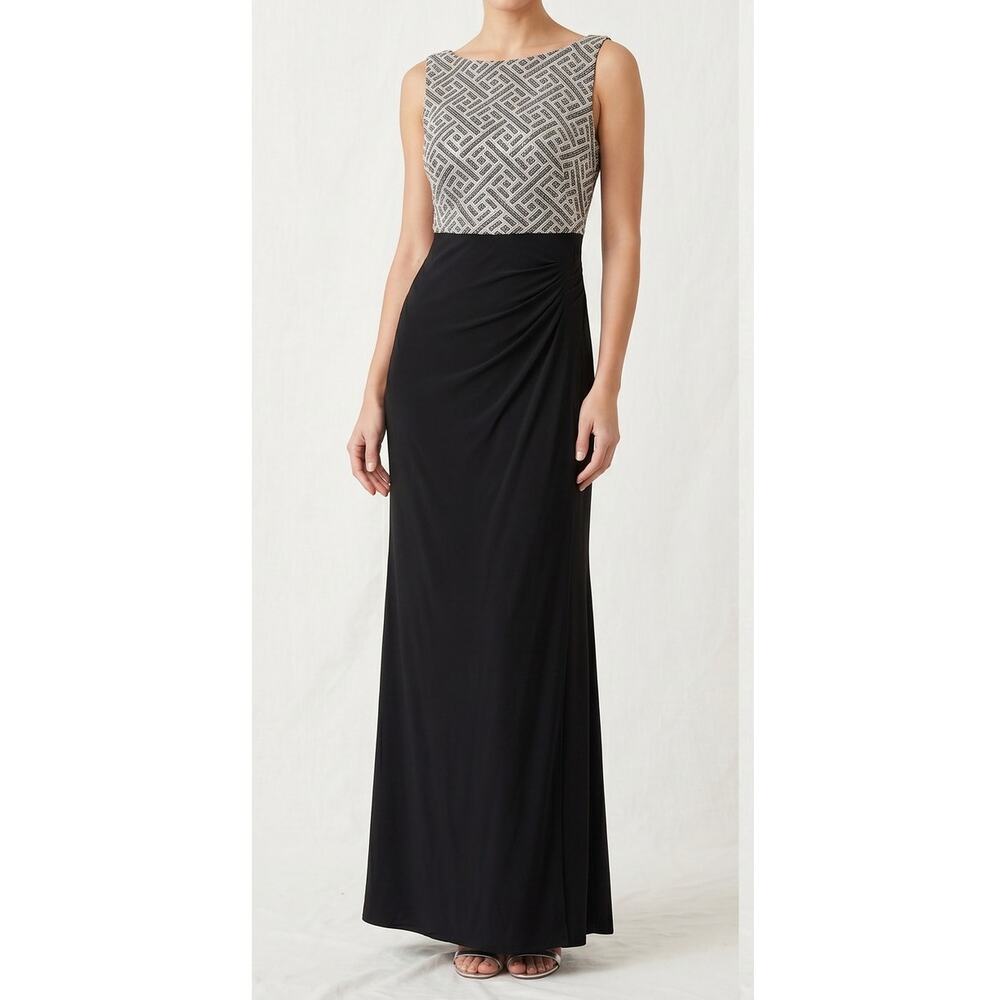 Lauren Ralph Lauren Size 2 Elegant Long Sequin Upper Slit Leg Maxi Dress - Picture 3 of 14